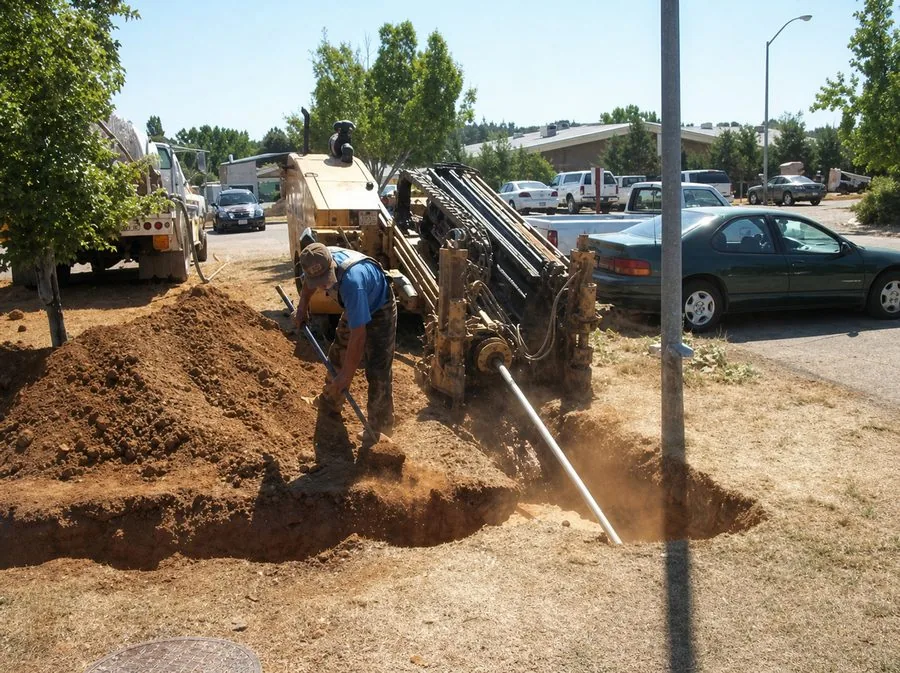 A directional drilling rig at the roadside